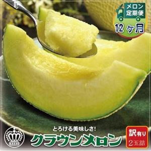 ふるさと納税 【毎月定期便】【訳あり】クラウンメロン 2玉 全12回【配送不可地域：離島・北海道・沖縄県】【4012650】 静岡県掛川市