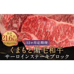 ふるさと納税 【12ヶ月定期便】くまもと黒毛和牛サーロインステーキブロック 約1.8kg 計約21.6kg ステーキ 肉 熊本県人吉市