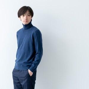 ふるさと納税 カシミヤ タートル ニット度詰 カシミヤ(ブルー )男性用サイズ:M(42)≪白田のカシミヤ≫ 宮城県加美町