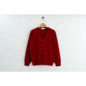 ふるさと納税 カシミヤ カーディガン度詰 カシミヤ（レッド)男性用サイズ:M(42)≪白田のカシミヤ≫ 宮城県加美町