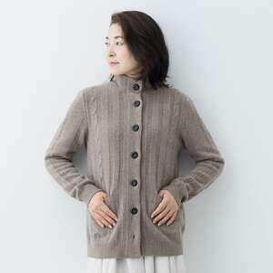 ふるさと納税 カシミヤ ジャケット カーディガン 女性用サイズ:M(38) カシミヤ(コルク) ≪白田のカシミヤ≫ 宮城県加美町