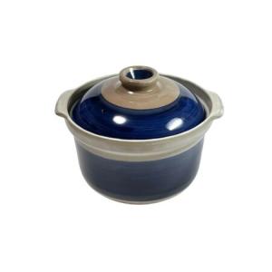 ふるさと納税 【萬古焼（ばんこやき）】5合厚釜土鍋　ルリ 内山製陶所 【土鍋 5合 鍋 なべ ナベ セラミック 直火用 電子レンジ対応 お手入れ簡.. 三重県四日市市