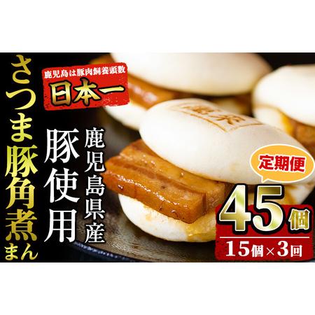 ふるさと納税 【定期便・全3回】鹿児島県産 さつま豚角煮まんじゅう(15個入り×3回) さつま豚 肉...