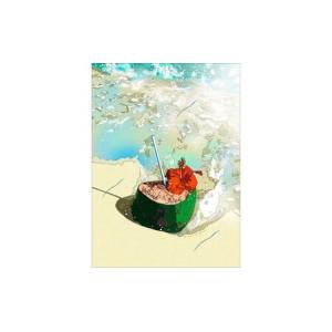 ふるさと納税 版画鈴木英人ハイビスカスとココナッツ絵画版画【フレーム付】【サイン入り】 神奈川県逗子市