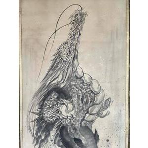 ふるさと納税 掛け軸 現代水墨画家 絵師白道 直筆作品「登龍門伝説」｜絵画 アート インテリア 手描き 一筆 龍 日本画 現代アート ハンドメイド.. 岐阜県本巣市