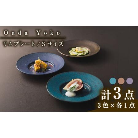 ふるさと納税 【美濃焼】 恩田陽子 リムプレート 皿 S 3色各1点 計3点セット グリーン ゴール...