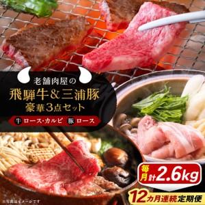 ふるさと納税 【12回定期便】 飛騨牛ロース1kg カルビ700g 三浦豚ロース900g 豪華3点セット 各種類1パック しゃぶしゃぶ・焼肉 / 恵那市 / 岩島.. 岐阜県恵那市