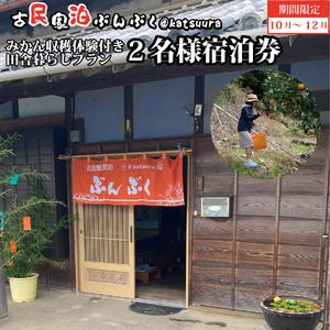 ふるさと納税 古民家民泊ぶんぶく 2名様宿泊券 田舎暮らし＋みかん収穫体験付きプラン 徳島県勝浦町