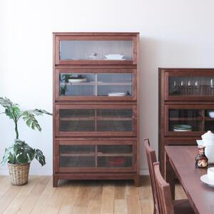 ふるさと納税 旭川家具 山室家具製作所 ココ キャビネット4段 ウォールナット 【 国産 無垢 インテリア 木製 ナチュラル キャビネット 食器棚 キ.. 北海道旭川市