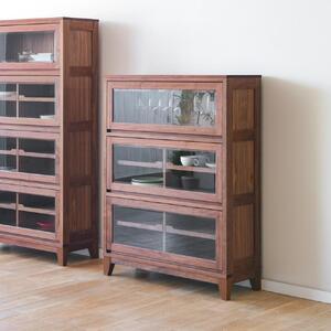 ふるさと納税 旭川家具 山室家具製作所 ココ キャビネット3段 ウォールナット 【 国産 無垢 インテリア 木製 ナチュラル キャビネット 食器棚 キ.. 北海道旭川市