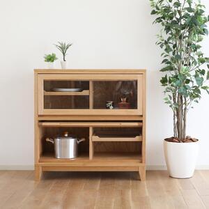 ふるさと納税 旭川家具 山室家具製作所 ココ キャビネット2段 北海道ナラ 【 国産 無垢 インテリア 木製 ナチュラル キャビネット 食器棚 キッチ.. 北海道旭川市