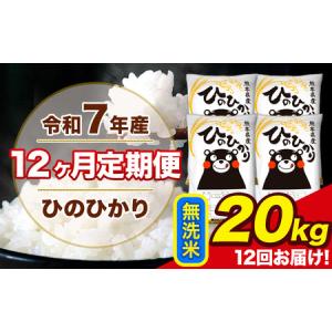 ふるさと納税 令和7年産 【12ヶ月定期便】 ひのひかり 無洗米 20kg 5kg×4袋 計12回お届け 熊本県産 こめ コメ 無洗米 精米 荒尾市 ひの 米.. 熊本県荒尾市