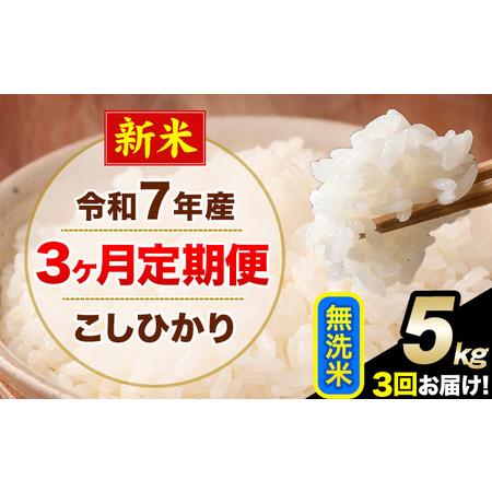 ふるさと納税 【3ヶ月定期便】新米 令和7年産 定期便 こしひかり 無洗米 定期便 5kg 精米 熊...