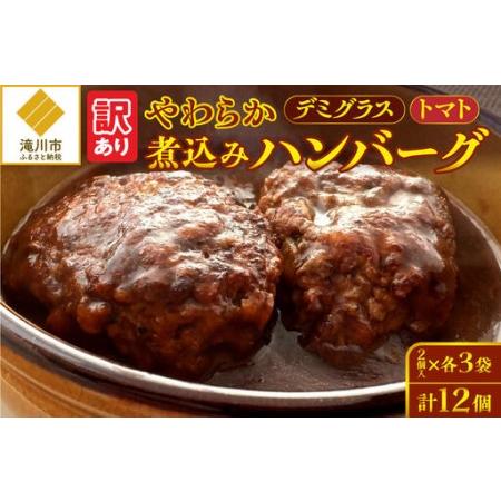 ふるさと納税 【訳あり】やわらか煮込みハンバーグ(デミグラスソースとトマトソース)200gx6袋(2...