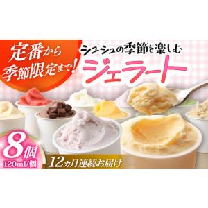 ふるさと納税 【12回定期便】シュシュ 季節のジェラート8個セット / アイス アイスクリーム ジェラート スイーツ / 大村市 / おおむら夢ファー.. 長崎県大村市