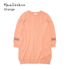 ふるさと納税 プレスジャガードチュニックワンピース　055-H-SS034-オレンジ 山形県寒河江市