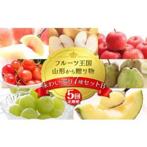 ふるさと納税 【2026年先行予約 定期便5回】フルーツ王国山形からの贈り物 〜味わい巡り7種セット B〜桃 もも 梨 さくらんぼ メロン 柿 ぶどう ラフラ.. 山形県