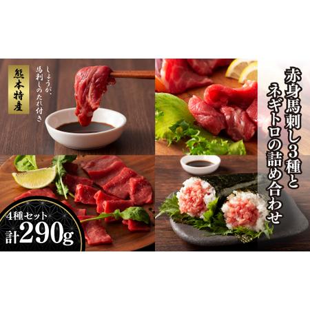 ふるさと納税 「熊本特産」赤身馬刺し3種とネギトロの詰め合わせ|フジチク 熊本県産山村