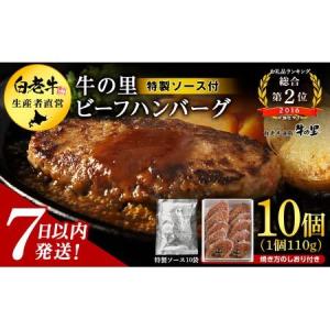 ふるさと納税 牛の里ビーフハンバーグ（110g×10個） 特製ソース（10袋） の詰合せ AG052 北海道白老町