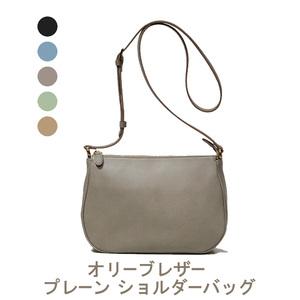 ふるさと納税 オリーブレザー プレーン ショルダーバッグ 【A-LOOK】 ブラック 香川県東かがわ市