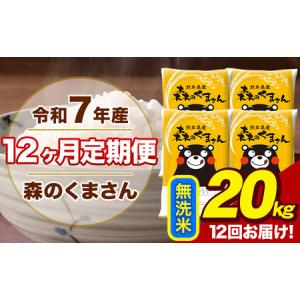 ふるさと納税 令和7年産 【12ヶ月定期便】森のくまさん 無洗米 20kg 5kg×4袋 計12回お届け 《お申込み翌月から出荷》 お米 こめ 熊本県産 .. 熊本県荒尾市