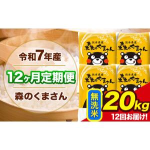 ふるさと納税 令和7年産 森のくまさん【12ヶ月定期便】 無洗米 《お申込み翌月から出荷》20kg (5kg×4袋) 計12回お届け 熊本県産 単一原料米.. 熊本県玉東町