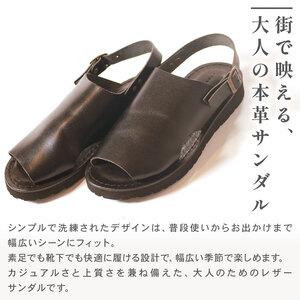 ふるさと納税 メンズ レザーサンダル 黒 Mサ...の詳細画像1