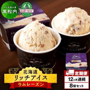 ふるさと納税 【定期便12ヶ月】リッチアイスクリーム 香り高い魅惑のラムレーズン　8個セット（100ml） 北海道黒松内町