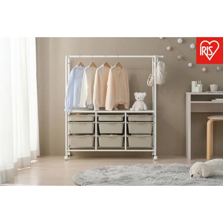 ふるさと納税 キッズ収納ハンガーラック KHR-1100 ホワイト/ベージュ 宮城県角田市