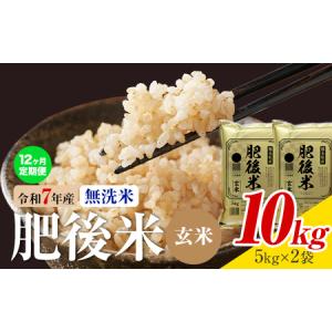 ふるさと納税 【12ヶ月定期便】熊本県産 肥後米 無洗米 玄米 10kg 1袋5kg 米 お米 令和7年産 九州産 熊本県産 ブレンド米 送料無料《お申込み翌.. 熊本県菊池市
