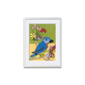 ふるさと納税 アート作品「りんごの花とルリビタキ」（大）【169015】 絵画 インテリア アート 芸術品 美術品 東京都渋谷区