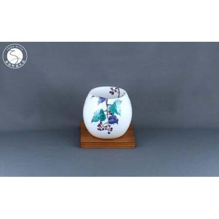 ふるさと納税 有田焼 茶香炉〈山ぶどう文〉【赤絵白磁硯処 雪月花】手描き 伝統工芸 香炉 赤絵 イン...