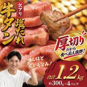 ふるさと納税 牛タン 1.2kg 【厚切り】 300g×4 塩だれ 牛タン 神奈川県藤沢市