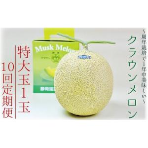 ふるさと納税 【10ヶ月定期便】クラウンメロン（白等級）特大玉　1玉入 　果物 フルーツ デザート メロン マスクメロン 青肉 高級 ギフト 贈り物.. 静岡県袋井市