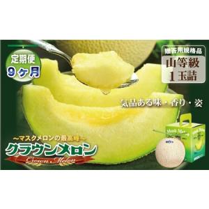 ふるさと納税 【9ヶ月定期便】クラウンメロン（山等級）１玉入 　果物 フルーツ デザート メロン マスクメロン 青肉 高級 ギフト 贈り物 静岡県.. 静岡県袋井市