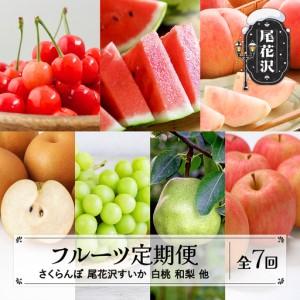 ふるさと納税 【先行予約】フルーツ定期便 全7回 さくらんぼ スイカ もも 梨 シャインマスカット ラ・フランス りんご 令和8年産 sb-ft7xx-b 山形県尾花沢市