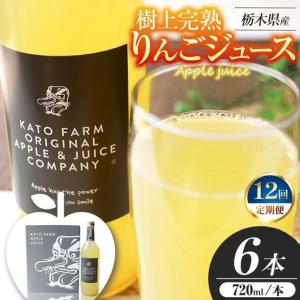 ふるさと納税 [ふるなび限定企画]【定期便12回】栃木県矢板市産 樹上完熟100％りんごジュース 720ml×6本入 | 林檎 リンゴ 果汁100% 産地直.. 栃木県矢板市