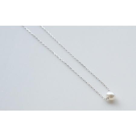 ふるさと納税 びわ湖真珠ひと粒付き ネックレス　K10WG 40cm [JS003] 滋賀県大津市