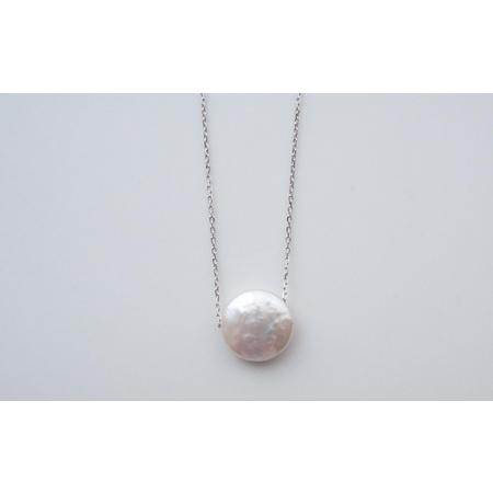 ふるさと納税 びわ湖真珠ボタン珠 ネックレス　K10WG 50cm [JS005] 滋賀県大津市