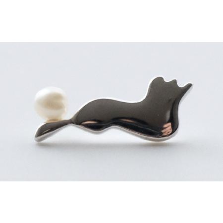 ふるさと納税 びわ湖真珠ひと粒付き シルバーピンブローチ（琵琶湖デザイン）[JS010] 滋賀県大津...