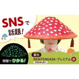 ふるさと納税 蓄光BENITENGASA・プレミアム 赤 ベニテン笠 光る ベニテングタケ タッセル 竹笠 大阪府高槻市/サンドセルショップ[AOBO025] 大阪府高槻市