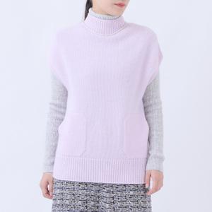 ふるさと納税 ルーエンローズ カシミヤ ビルドネックジレ（ラベンダーピンク） RU2311-04 新潟県見附市
