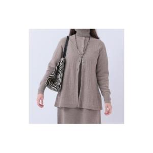 ふるさと納税 ルーエンローズ カシミヤ 地柄チュニックカーディガン（ブラウン） RU2311-23 新潟県見附市