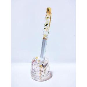 ふるさと納税 【Art grace】クリスタルハーバリウムボールペン(シルバー)＆ハーバリウムペン立て(ピンク)セット 東京都八王子市