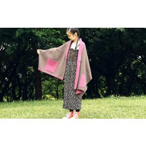 ふるさと納税 ウール大判ストール リバーシブル CLEMATIS 折り返しポケット ピンク | ストール 秋冬 防寒 新潟県 五泉市 新潟県五泉市