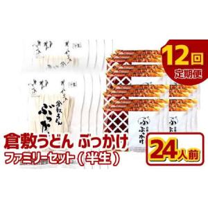 ふるさと納税 【12ヶ月定期便】『倉敷うどん ぶっかけ』ファミリーセット(半生) 24人前×12回 うどん 麺類 麺 半生 半生麺 ぶっかけうどん .. 岡山県倉敷市