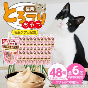 ふるさと納税 【隔月6回 定期便】とろーりおやつ 猫用（毛玉ケアに配慮 ツナ＆かつお節味）140g×48個 _ 定期便 隔月 全6回 とろーりおや.. 福岡県久留米市