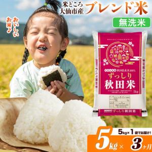 ふるさと納税 米《定期便3ヶ月》米どころ 秋田県大仙市産 ブレンド米【無洗米】5kg（5kg×1袋） 秋田県大仙市