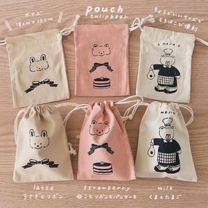 ふるさと納税 [tulip bear (チューリップベア)] 巾着ポーチ 3点セット (うさぎとリボン、ねことリボンとパンケーキ、くまとたまご)★イラス.. 神奈川県伊勢原市