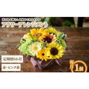 ふるさと納税 フラワーアレンジメント(赤ピンク系・6ヶ月・毎月1個) フラワーアレンジメント 季節の花 生花 花ギフト フラワーギフト お祝い 記.. 大阪府箕面市